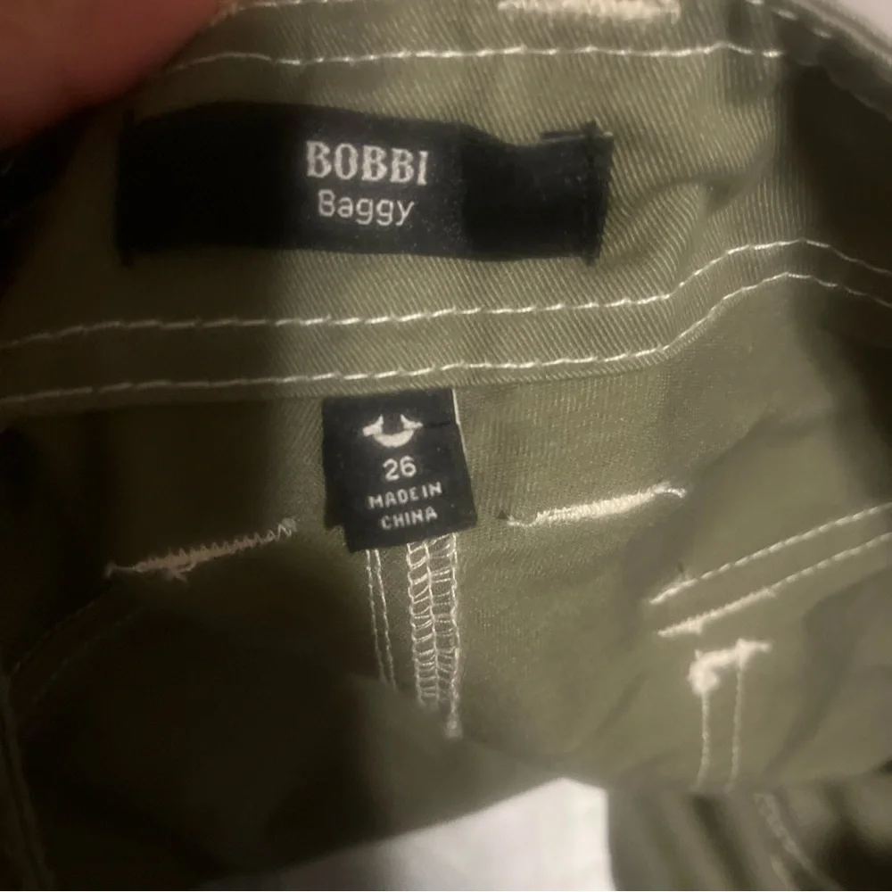 TRUE RELIGION OLIVE/MILITARY BOBBI BAGGY CARGO JOGGERS BIG T PANTS SIZE 26